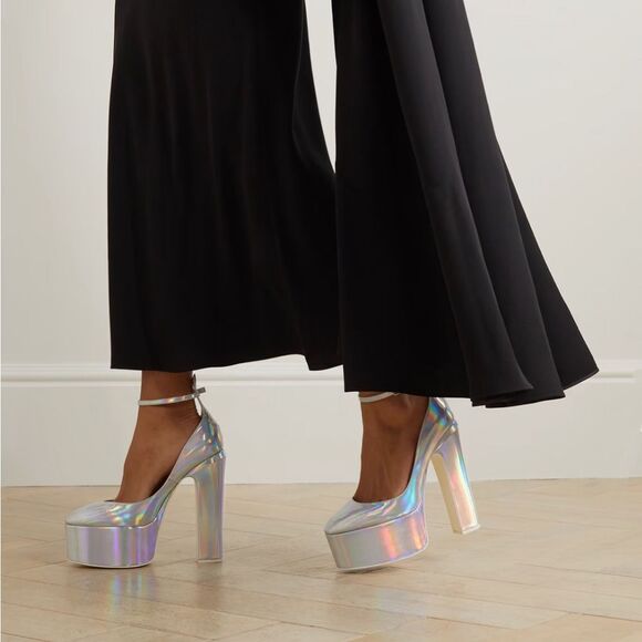 Valentino Garavani Tan-Go 155 iridescent patent-leather platform pumps size 39.5 - Picture 2 of 16